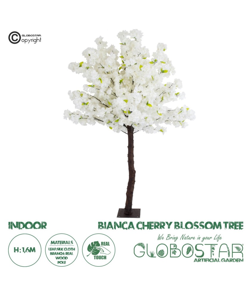 GloboStar® Artificial Garden BIANCA CHERRY BLOSSOM TREE 20141 Τεχνητό Διακοσμητικό Δέντρο Λευκή Κερασιά Υ160cm